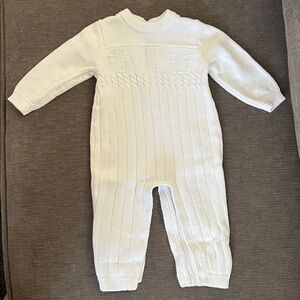NEW White Knit Baby Baptism Romper Size 3-6 Months